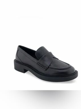 AEROSOLES Womens Black Leather Garett Penny Loafer